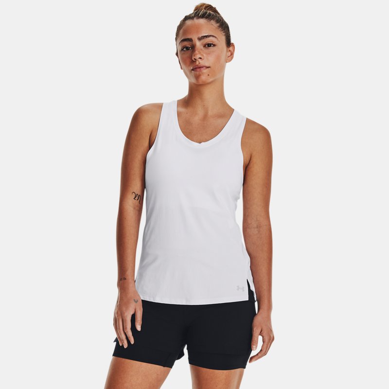 Camiseta sin mangas Under Armour Iso-Chill Laser para mujer Blanco / Blanco / Reflectante L